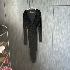 Bardot Black Leopard Stretch Midi Dress